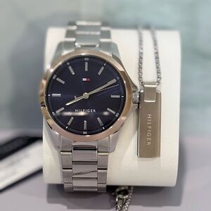 Tommy Hilfiger Men's Quartz Silver-Tone Stainless Steel Bracelet Watch Set 42mm